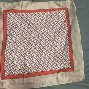 Burberry beige orange silk TB monogram 90 scarf